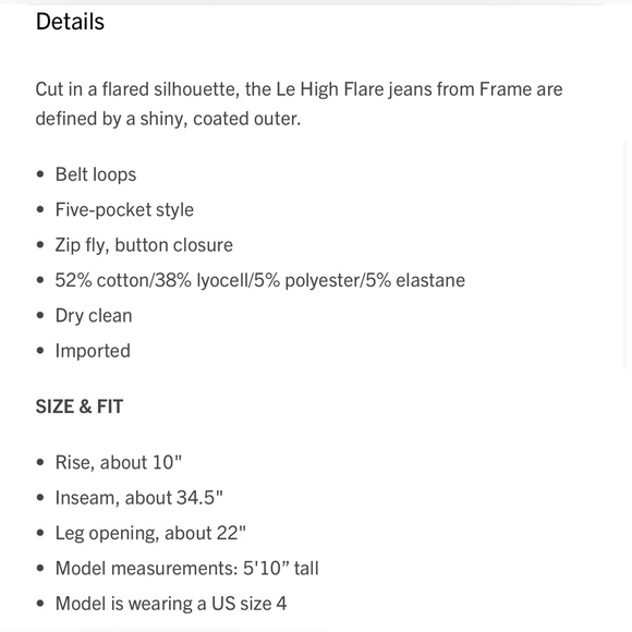 BNWOT Frame Le High Flare Coated Noir Jean size 30 - Picture 7 of 9